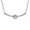 Pandora Silver CZ Round Sparkle Necklace Women