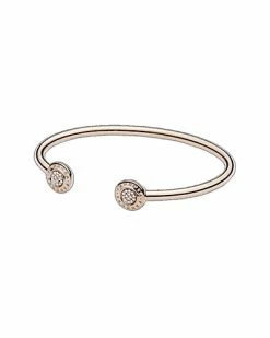 Pandora Rose 14K Rose Gold Plated CZ Logo Open Pave Bangle Women