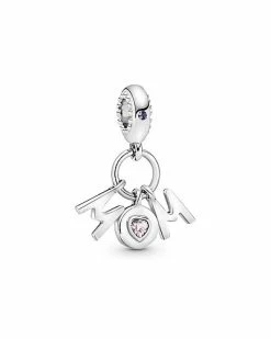 Pandora Silver CZ Mom Letters Dangle Charm Women