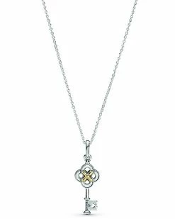 Pandora Moments 14K & Silver CZ Key Necklace Women