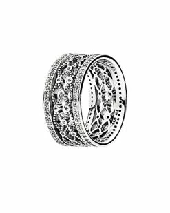Pandora Silver CZ Lacework Ring Women