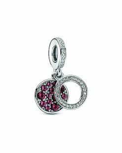 Pandora Moments Silver CZ Circle & Disc Dangle Charm Women